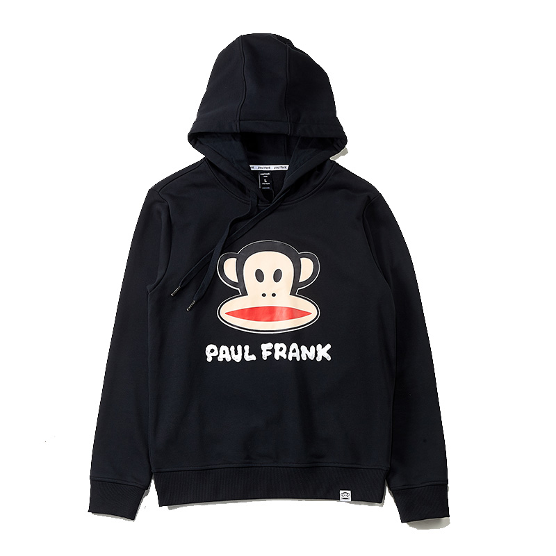大嘴猴（PAUL FRANK） 新款男装男士运动时尚经典款印花连帽修身卫衣外套 四色 黑色 M