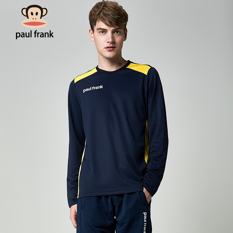 Paul Frank大嘴猴新款男士时尚休闲运动长袖T恤打底卫衣 藏青色 XL