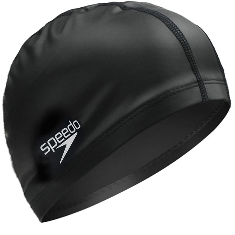 速比涛speedo泳帽 PU材质升级版 超柔软舒适游泳帽 男女士耐用 佩戴舒适黑色21401999