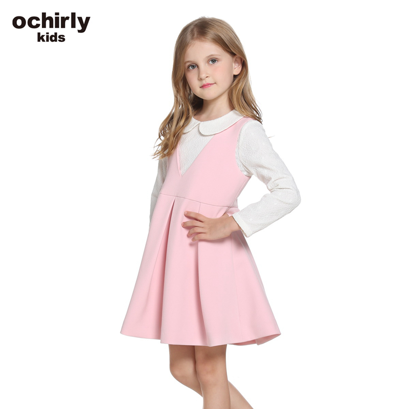ochirly kids欧时力童装女童2017新款两件套背带连衣裙5J01080600 粉红180 