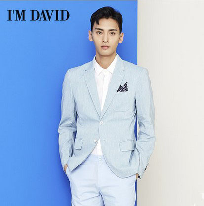 I’m David爱大卫男士单西夏季薄款男装纯色修身休闲西服DOJK310A