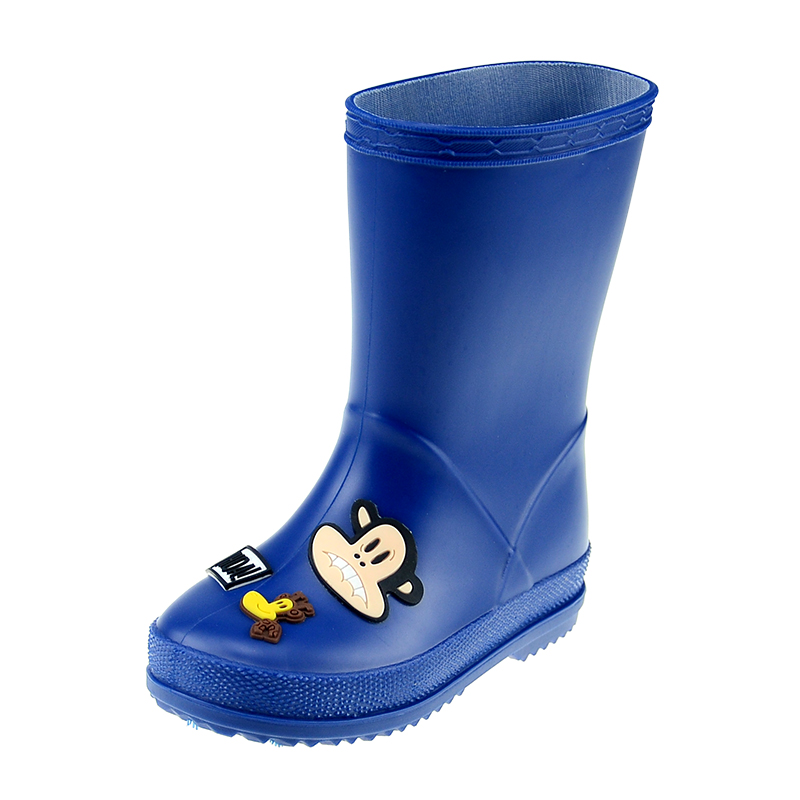 PaulFrank 大嘴猴 儿童雨鞋男童女童宝宝胶鞋时尚卡通贴小孩防滑水鞋 PF1008 深蓝 28