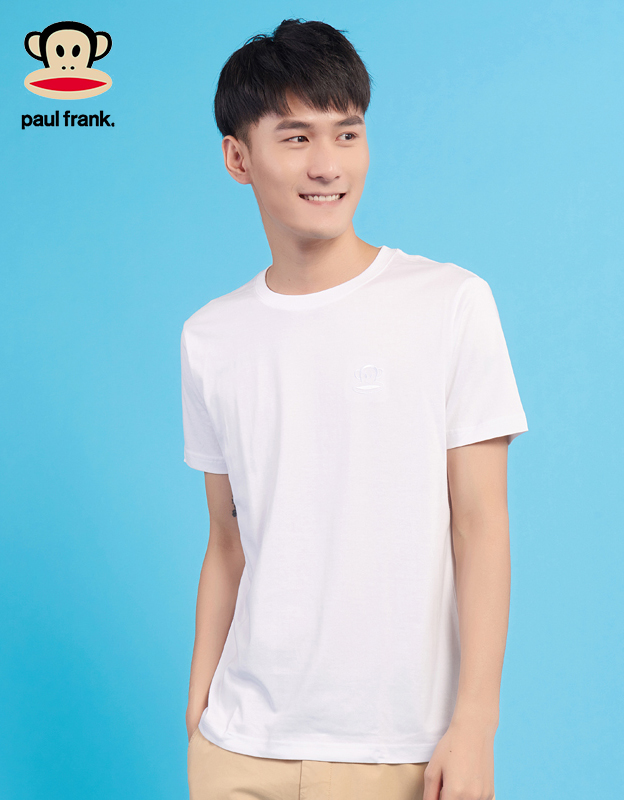 Paul Frank大嘴猴 男士圆领后背印花圆领短袖T恤 PFATE162138M 白色 M