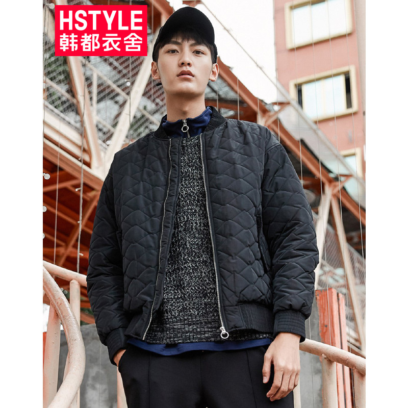 韩都衣舍HSTYLE 2017 秋季新款韩版休闲时尚外套男夹克 炭黑色 S