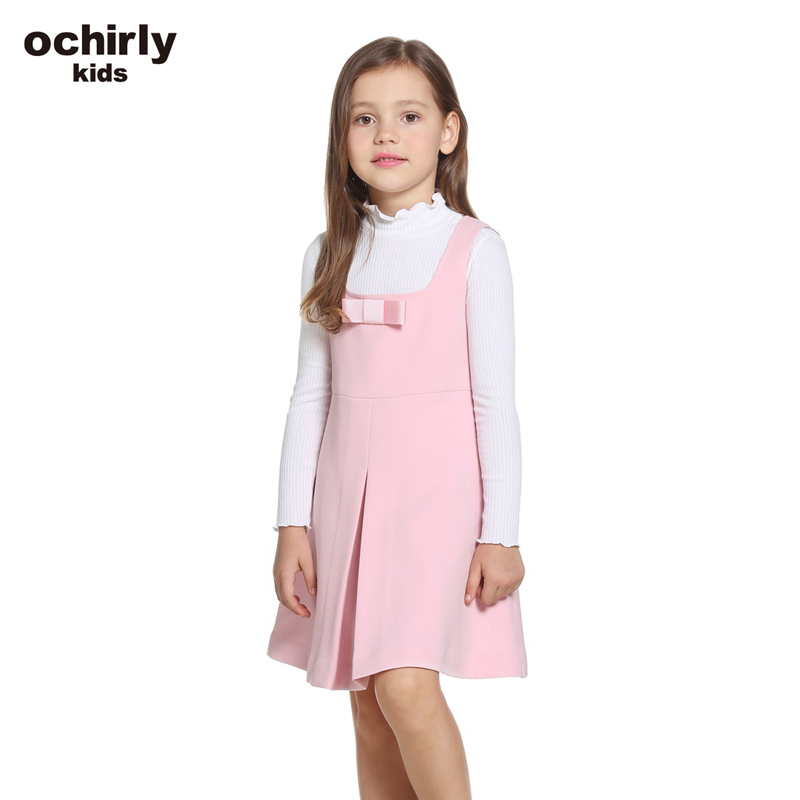 ochirly kids欧时力童装女童2017新款方领无袖连衣裙5J01084500 粉红180 1